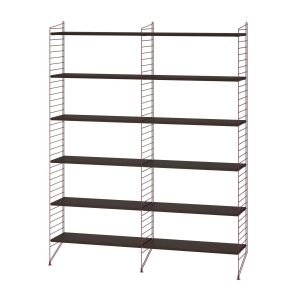 Bücherregal minimalistisch Dunkelrot Dunkle Eiche