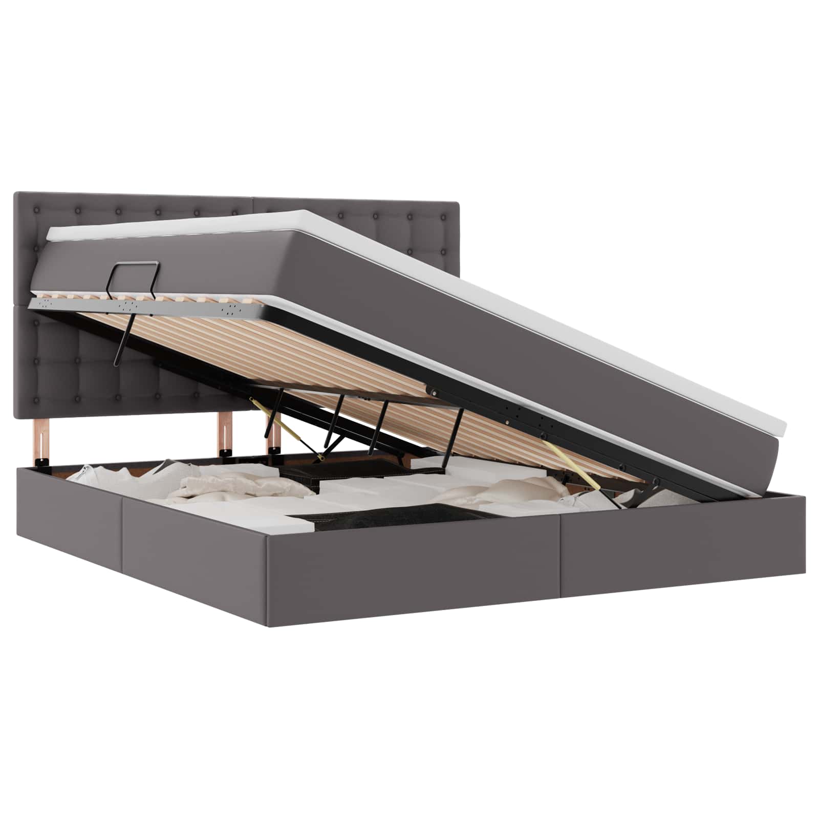Bett Mit Stauraum Und Led Grau 180 X 200 Cm Kunstleder Vidaxl Bett Mit Stauraum Und Led Grau 180 X 200 Cm Kunstleder Vidaxl