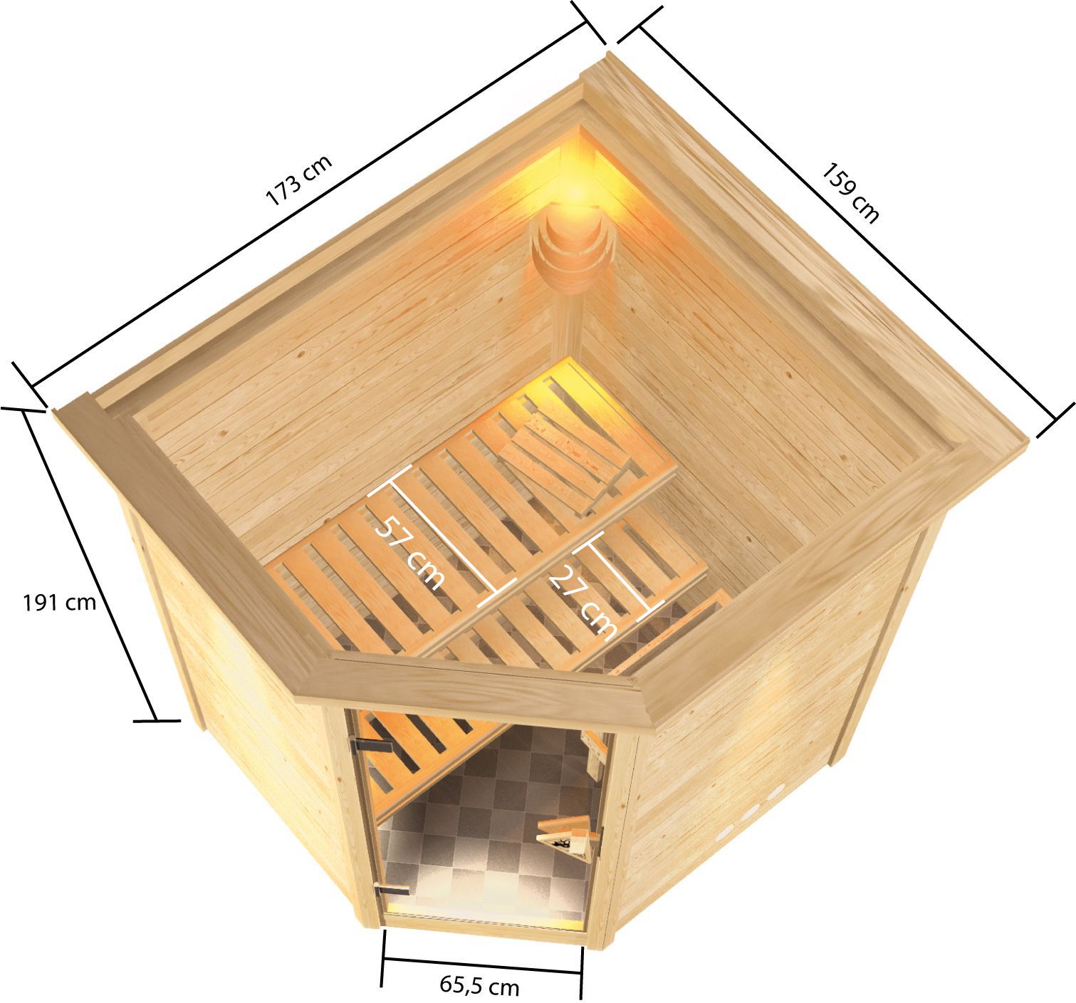 Karibu Woodfeeling Sauna Antonia - 38 mm Bronzierte Ganzglastür Inkl. Dachkranz 3,6 kW Plug&Play Bio-Kombiofen inkl. Steuergerät - Gallery 4 Karibu Woodfeeling Sauna Antonia - 38 mm Bronzierte Ganzglastür Inkl. Dachkranz 3,6 kW Plug&Play Bio-Kombiofen inkl. Steuergerät