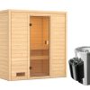 Karibu Woodfeeling Sauna Selena - 38 mm Bronzierte Ganzglastür Ohne Dachkranz 3,6 kW Plug&Play Ofen integr. Steuerung