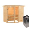 Karibu Woodfeeling Sauna Jada - 38 mm Bronzierte Ganzglastür Inkl. Dachkranz 9 kW Ofen integr. Steuerung - Gallery 1 Karibu Woodfeeling Sauna Jada - 38 mm Bronzierte Ganzglastür Inkl. Dachkranz 9 kW Ofen integr. Steuerung