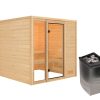 Karibu Woodfeeling Sauna Jutta – 38 mm Bronzierte Ganzglastür Ohne Dachkranz 9 kW Ofen integr. Steuerung - Gallery 1 Karibu Woodfeeling Sauna Jutta – 38 mm Bronzierte Ganzglastür Ohne Dachkranz 9 kW Ofen integr. Steuerung