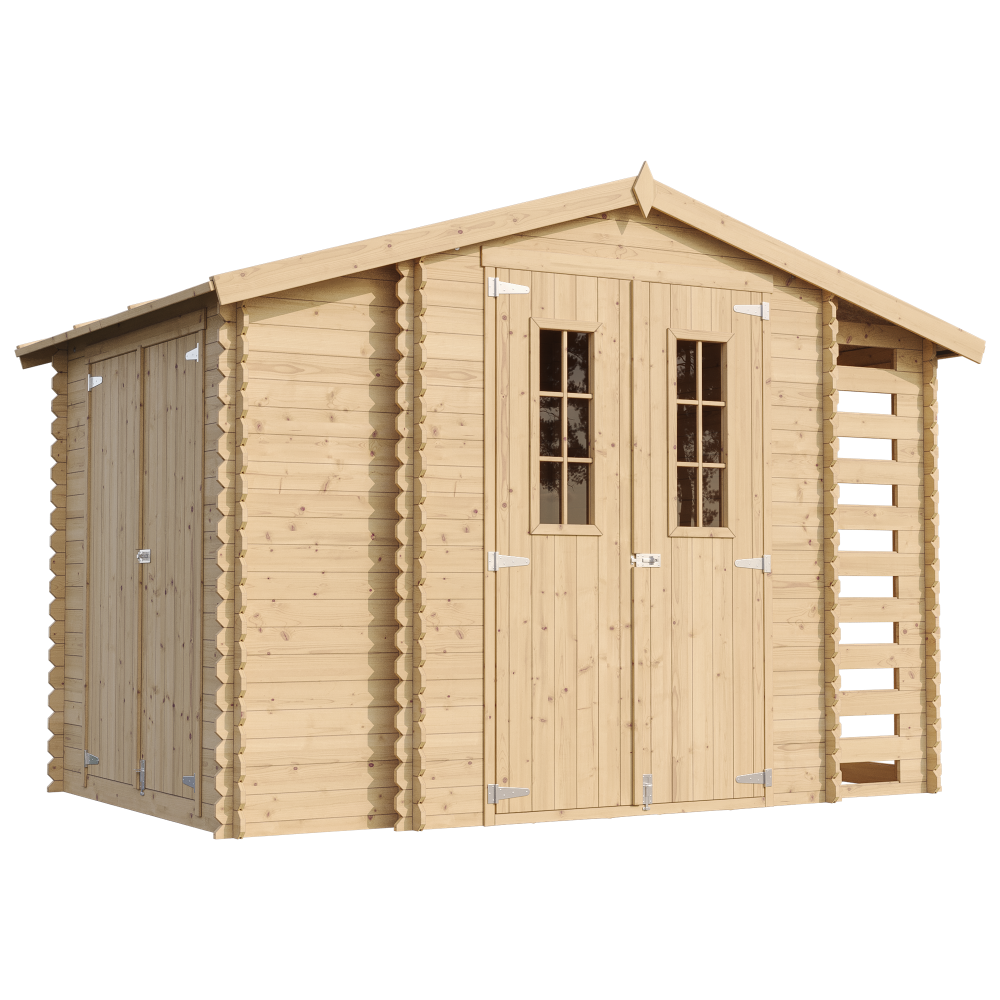 Holzhaus Gartenhaus Mit Brennholzschuppen Timbela M389c+m389g - Mit Boden Imprägnierte B328xl206xh218 Cm/ 3,53 + 0,97 + 0,97 M2 Lagerschuppen Für Garten - Fahrrad Schuppen - Wasserfestes Dach Holzhaus Gartenhaus Mit Brennholzschuppen Timbela M389c+m389g - Mit Boden Imprägnierte B328xl206xh218 Cm/ 3,53 + 0,97 + 0,97 M2 Lagerschuppen Für Garten - Fahrrad Schuppen - Wasserfestes Dach