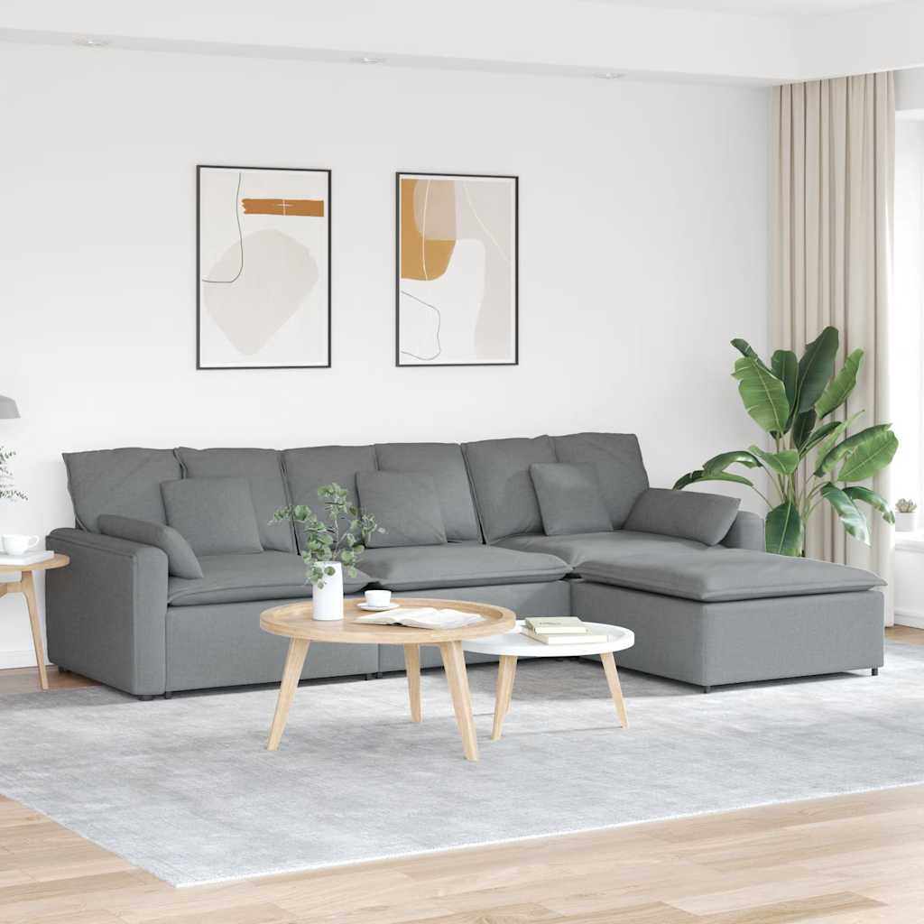 Vidaxl - Modulares Sofa Mit Fußhocker Und Kissen Hellgrau