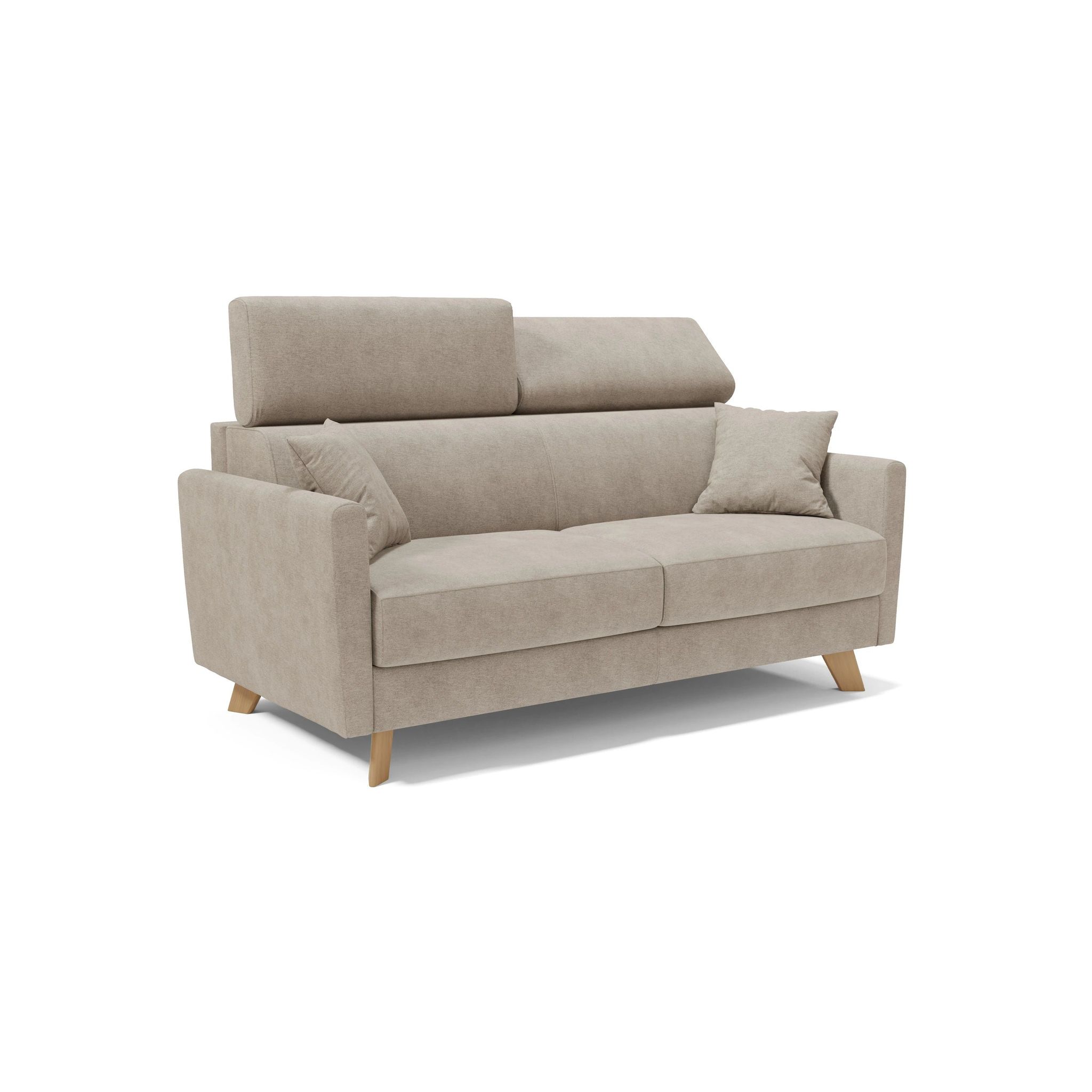 Francy Schlafsofa Mit Verstellbaren Kopfstützen Aus Abwaschbarem Stoff T17 180 Cm (mat. 140x197) Beige