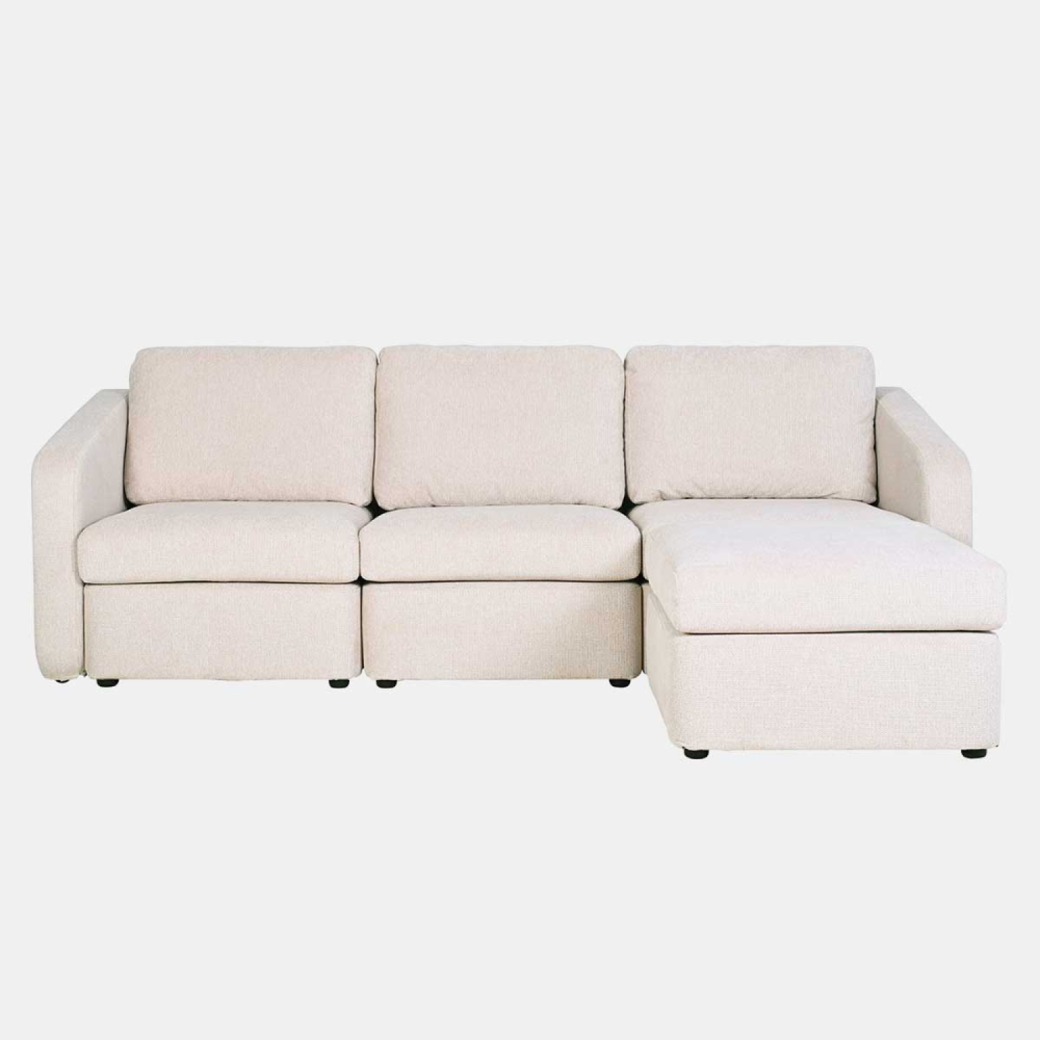 Modulares 3-sitzer-sofa In Beige Mit Hocker Konekt Modulares 3-sitzer-sofa In Beige Mit Hocker Konekt