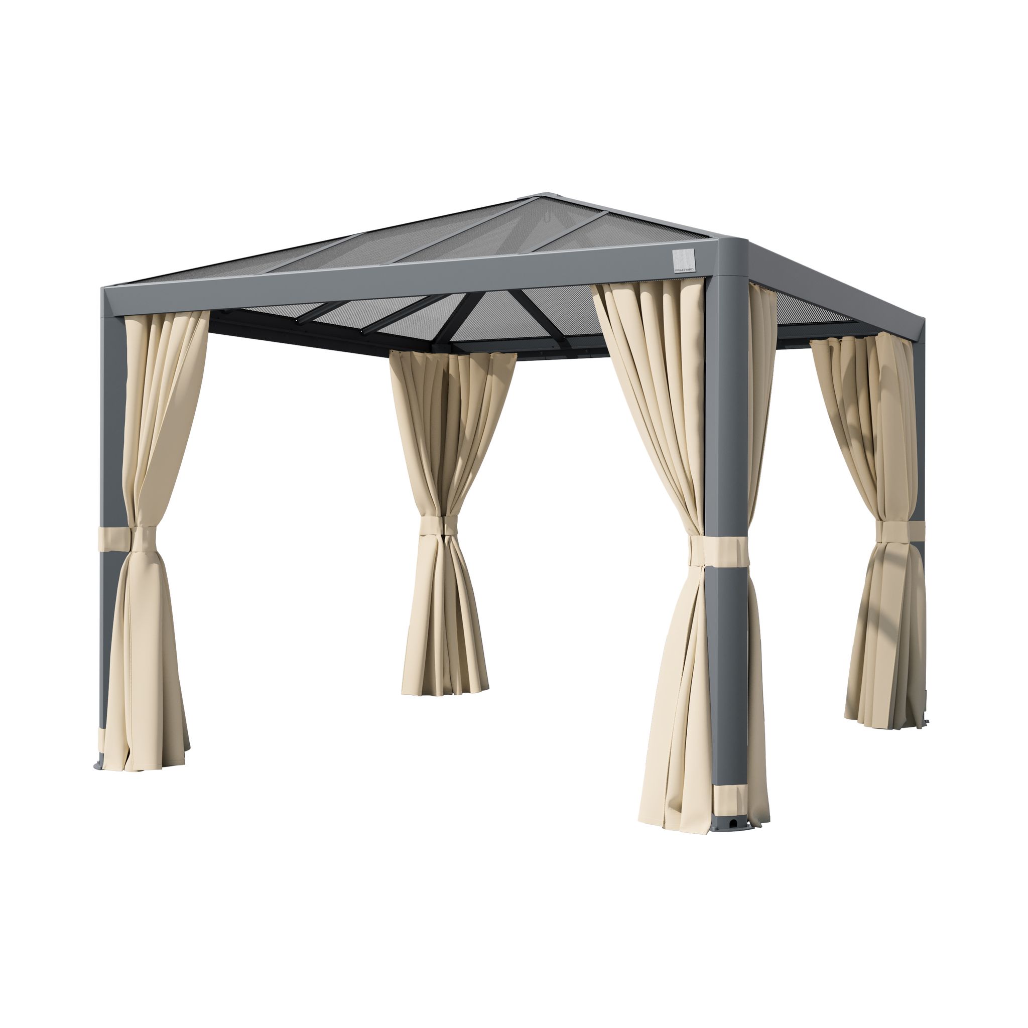 Primeyard Gartenpavillon 3x3 M Mit Polycarbonatdach - Hardtop Pavillon Mit 4 Seitenteilen In Champagner Primeyard Gartenpavillon 3x3 M Mit Polycarbonatdach - Hardtop Pavillon Mit 4 Seitenteilen In Champagner