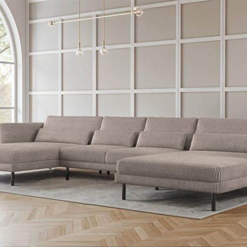 Wohnlandschaft U-form Sofa Agada In Stoff Poso Beige