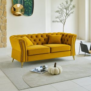 2-sitzer Festes Sofa Acre, Lineares Sofa, Sofa Für Wohnzimmer, Lineare Stoffstruktur, 162×83 H76 Cm, Ocker Und Gold – Dmora 2-sitzer Festes Sofa Acre, Lineares Sofa, Sofa Für Wohnzimmer, Lineare Stoffstruktur, 162×83 H76 Cm, Ocker Und Gold – Dmora