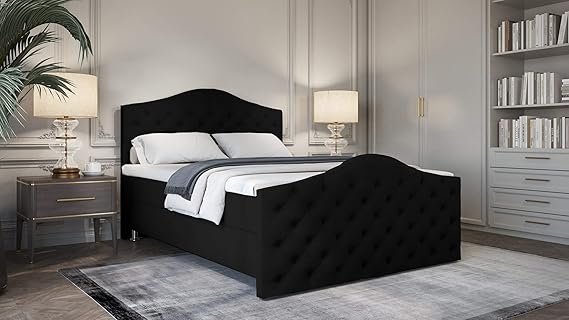 Roma Boxspringbett | Bonellfederkern inkl. 7-Zonen Topper T-30 | Boxspringbett mit Bettkasten | Polsterbett | Boxspringbett mit Matratze | Bettkastenb