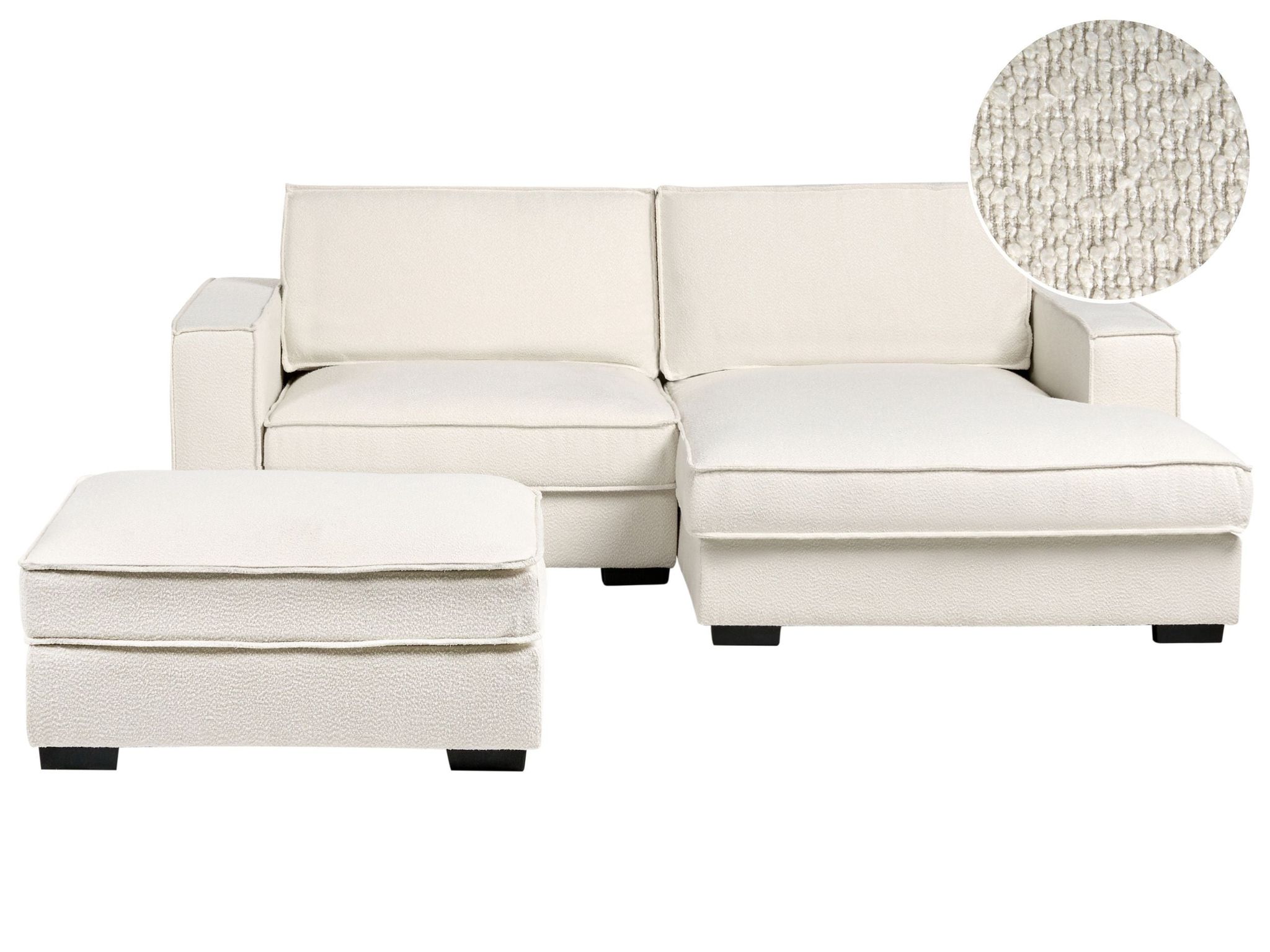 Ecksofa Kolding Stoff Hellbeige Mit Ottomane Linksseitig