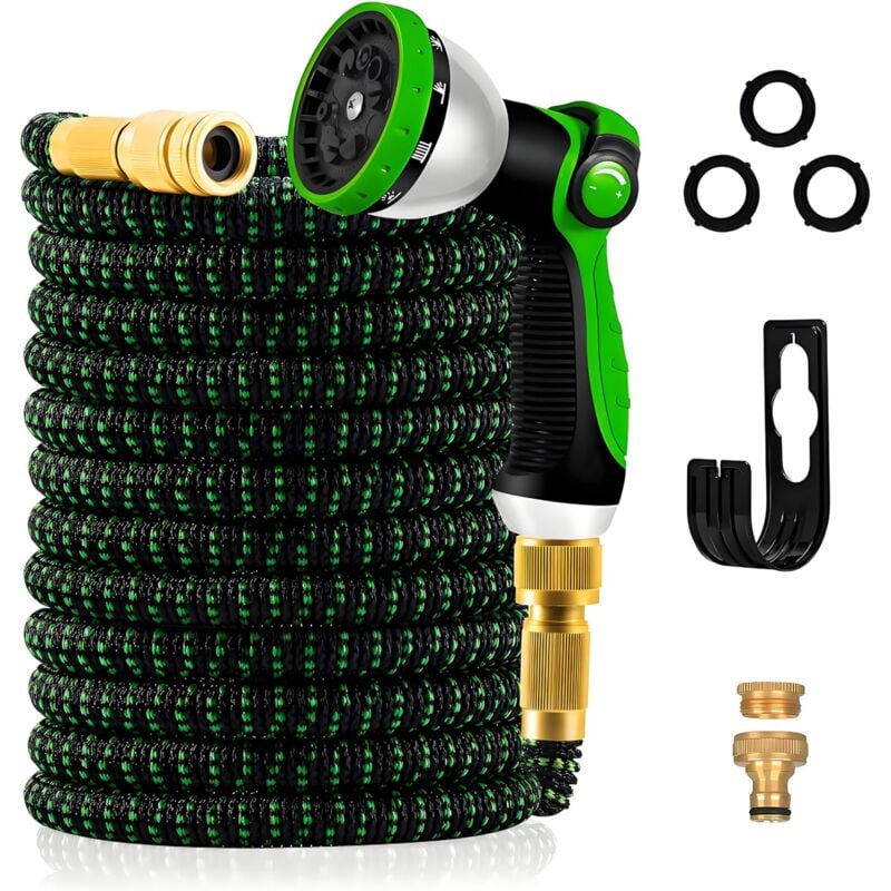 30 M/100 Ft Dehnbarer Gartenschlauch – Flexibler Gartenschlauch, Kompatibel Mit 1/2"- Und 3/4"-wasserhähnen
