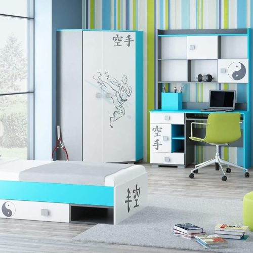 Best For Kids Komplett Kinderzimmer-Set Karate – 6-teilig mit Bett & 10 cm Matratze, Schreibtisch, Kleiderschrank, Regal & hängendem Regal Best For Kids Komplett Kinderzimmer-Set Karate – 6-teilig mit Bett & 10 cm Matratze, Schreibtisch, Kleiderschrank, Regal & hängendem Regal