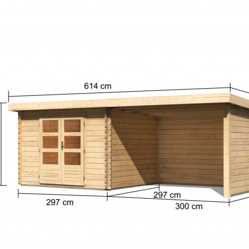 Gartenhaus Holz BASTRUP 5 297 x 297 m 28 mm Blockbohlenhaus Naturbelassen inkl. 300 m Anbaudach + Rück und Seitenwand Gartenhaus Holz BASTRUP 5 297 x 297 m 28 mm Blockbohlenhaus Naturbelassen inkl. 300 m Anbaudach + Rück und Seitenwand