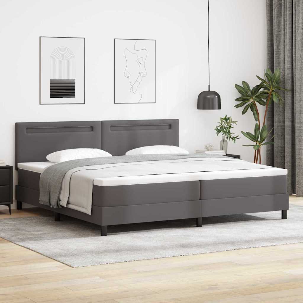 Vidaxl - Bettgestell Mit Matratze Grau 200 X 200 Cm Kunstleder