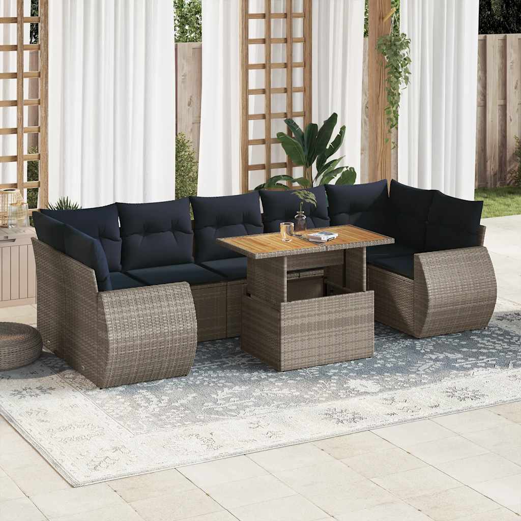 8-tlg. Garten-sofagarnitur Mit Kissen Grau Poly Rattan Vidaxl 8-tlg. Garten-sofagarnitur Mit Kissen Grau Poly Rattan Vidaxl