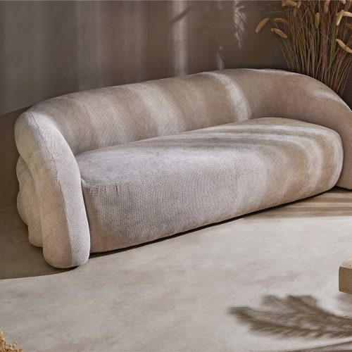 Khalid Sofa Aus Dickem Chenille, Beige, 200 X 89 X 60 Cm