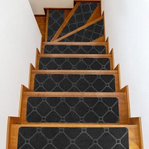 Cyslmuk – 15 Stück Graue Rutschfeste Treppenstufenmatten Für Holzstufen – Selbstklebende Teppich-treppenstufenmatten, Teppich-abdeckungspolster Mit Doppelseitigem Klebeband, 20,3 X 76,2 Cm