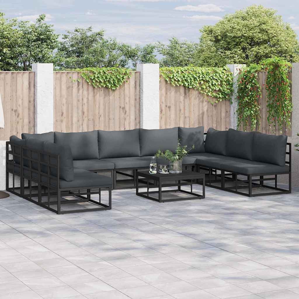 Garten-sofa-set Mit Kissen Schwarz Aluminium Vidaxl