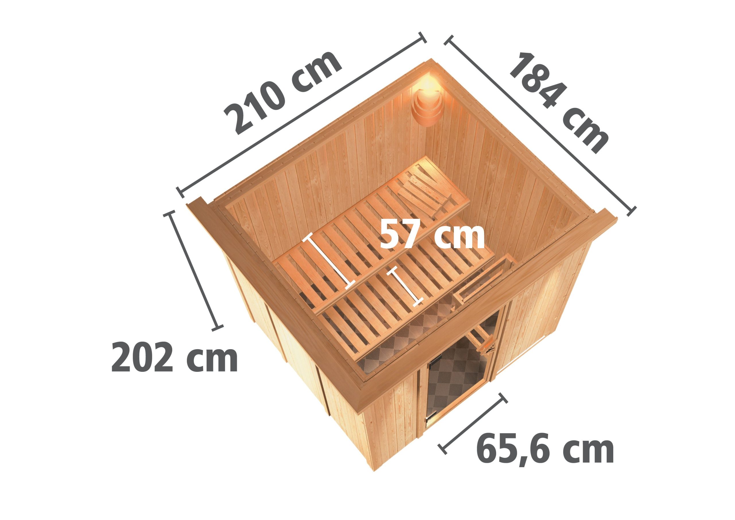 Karibu Sauna Sodin mit Fronteinstieg 68 mm-Ohne Ofen-inkl. Dachkranz-Ganzglastür in Graphit-Optik - Gallery 5 Karibu Sauna Sodin mit Fronteinstieg 68 mm-Ohne Ofen-inkl. Dachkranz-Ganzglastür in Graphit-Optik