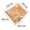 Karibu Sauna Rodin mit Fronteinstieg 68 mm-Ohne Ofen-ohne Dachkranz-Ganzglastür in Graphit-Optik