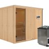 Karibu Sauna Gobin mit Fronteinstieg 68 mm-9 kW Bio-Kombiofen inkl. Steuergerät-ohne Dachkranz-Ganzglastür in Graphit-Optik Karibu Sauna Gobin mit Fronteinstieg 68 mm-9 kW Bio-Kombiofen inkl. Steuergerät-ohne Dachkranz-Ganzglastür in Graphit-Optik