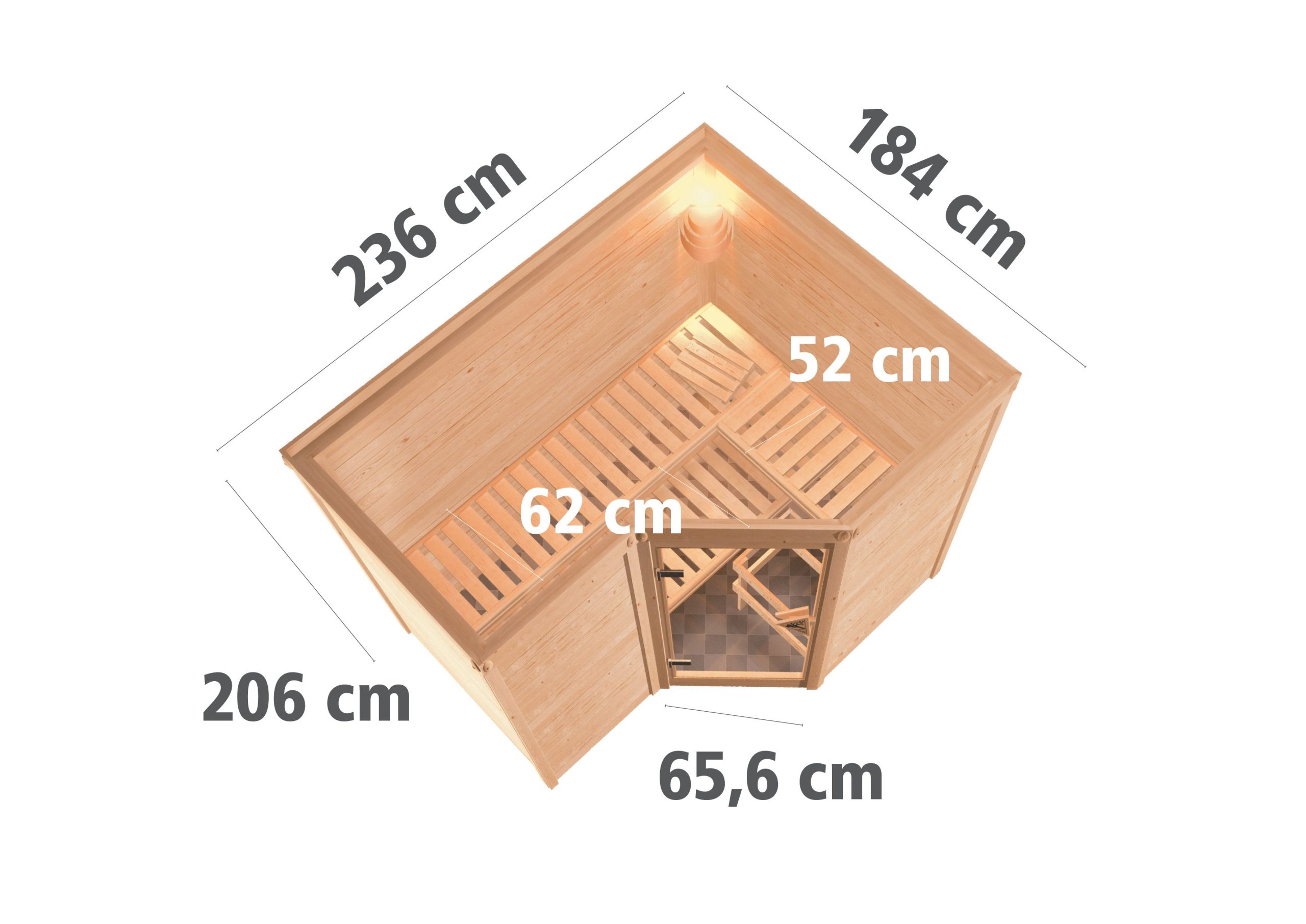 Karibu Sahib 2-Sauna 40mm -Eckeinstieg - Exklusivoptik-9 kW Ofen inkl. Steuergerät-inkl. Dachkranz-Ganzglastür in Graphit-Optik - Gallery 3 Karibu Sahib 2-Sauna 40mm -Eckeinstieg - Exklusivoptik-9 kW Ofen inkl. Steuergerät-inkl. Dachkranz-Ganzglastür in Graphit-Optik