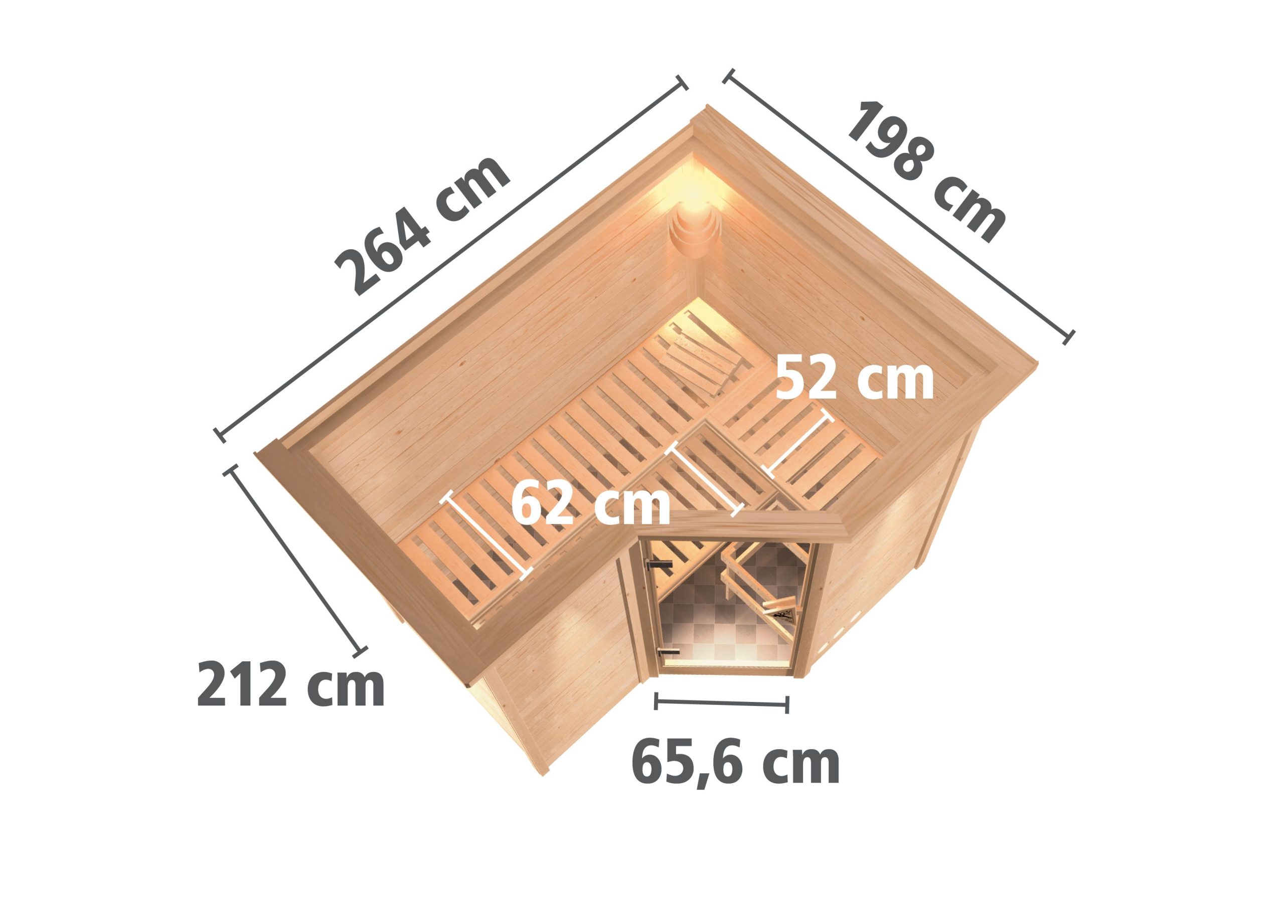 Karibu Sahib 2-Sauna 40mm -Eckeinstieg - Exklusivoptik-9 kW Ofen inkl. Steuergerät-inkl. Dachkranz-Ganzglastür in Graphit-Optik - Gallery 4 Karibu Sahib 2-Sauna 40mm -Eckeinstieg - Exklusivoptik-9 kW Ofen inkl. Steuergerät-inkl. Dachkranz-Ganzglastür in Graphit-Optik