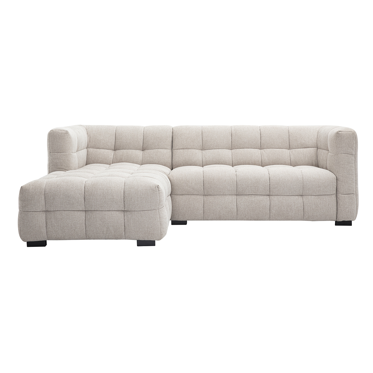 Ecksofa Links Design 3-sitzer In Strukturiertem Samt-effekt Stoff Beige Corto