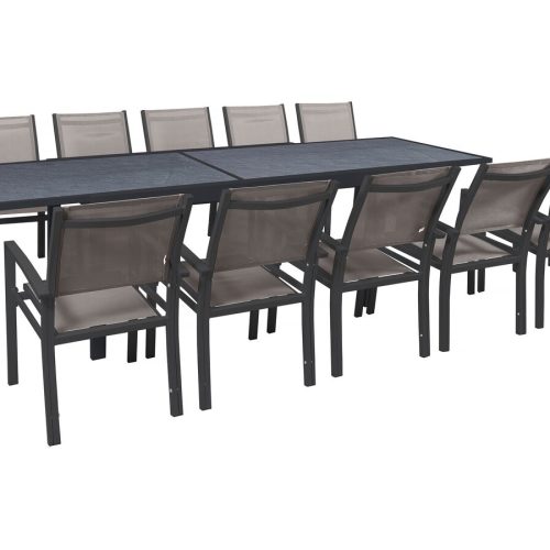 Ausziehbare Gartenmöbel Zum Essen "lagos" - 200/320 X 105 X 76 Cm - 10 Stühle - Taupe Ausziehbare Gartenmöbel Zum Essen "lagos" - 200/320 X 105 X 76 Cm - 10 Stühle - Taupe