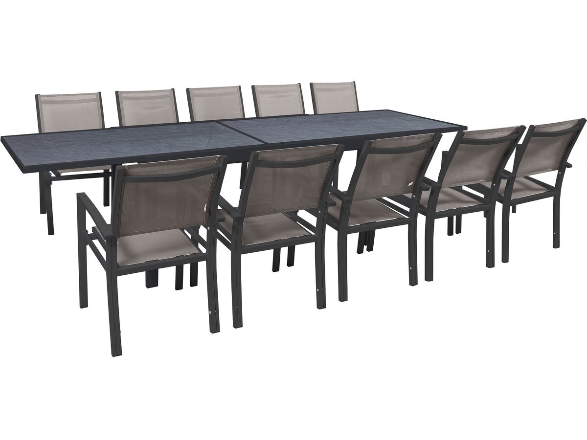 Ausziehbare Gartenmöbel Zum Essen "lagos" - 200/320 X 105 X 76 Cm - 10 Stühle - Taupe Ausziehbare Gartenmöbel Zum Essen "lagos" - 200/320 X 105 X 76 Cm - 10 Stühle - Taupe