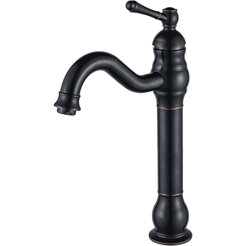 Vintage-waschtischarmatur In Schwarz – 360° Schwenkbare, Hohe Waschtischarmatur Mit 60 Cm Schlauch