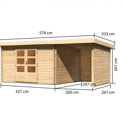 Gartenhaus Holz BASTRUP 7 357 x 297 m 28 mm Blockbohlenhaus Naturbelassen inkl. 200 m Anbaudach + Rück und Seitenwand Gartenhaus Holz BASTRUP 7 357 x 297 m 28 mm Blockbohlenhaus Naturbelassen inkl. 200 m Anbaudach + Rück und Seitenwand