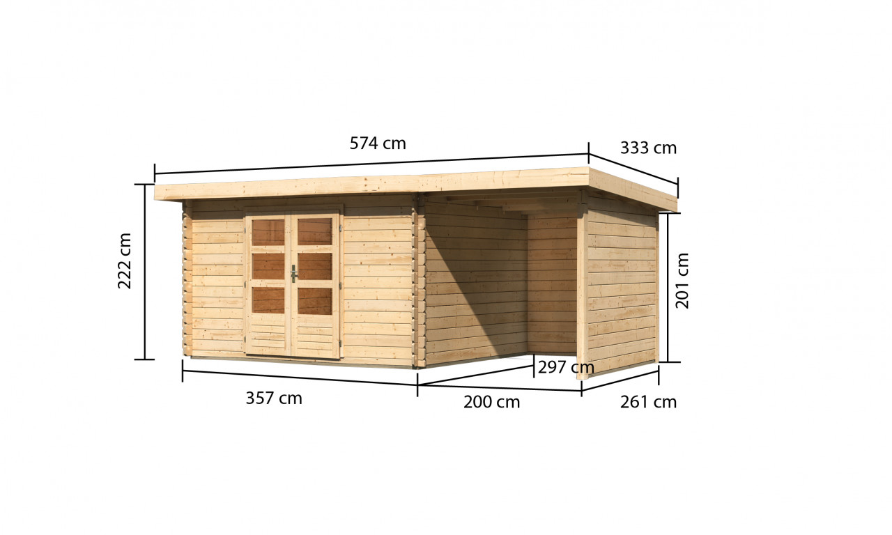 Gartenhaus Holz BASTRUP 7 357 x 297 m 28 mm Blockbohlenhaus Naturbelassen inkl. 200 m Anbaudach + Rück und Seitenwand Gartenhaus Holz BASTRUP 7 357 x 297 m 28 mm Blockbohlenhaus Naturbelassen inkl. 200 m Anbaudach + Rück und Seitenwand
