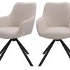 Dutchbone Oliver Drehbarer Esszimmerstuhl – 2er-Pack – Beiger Stoff – Bequemer Sitzplatz