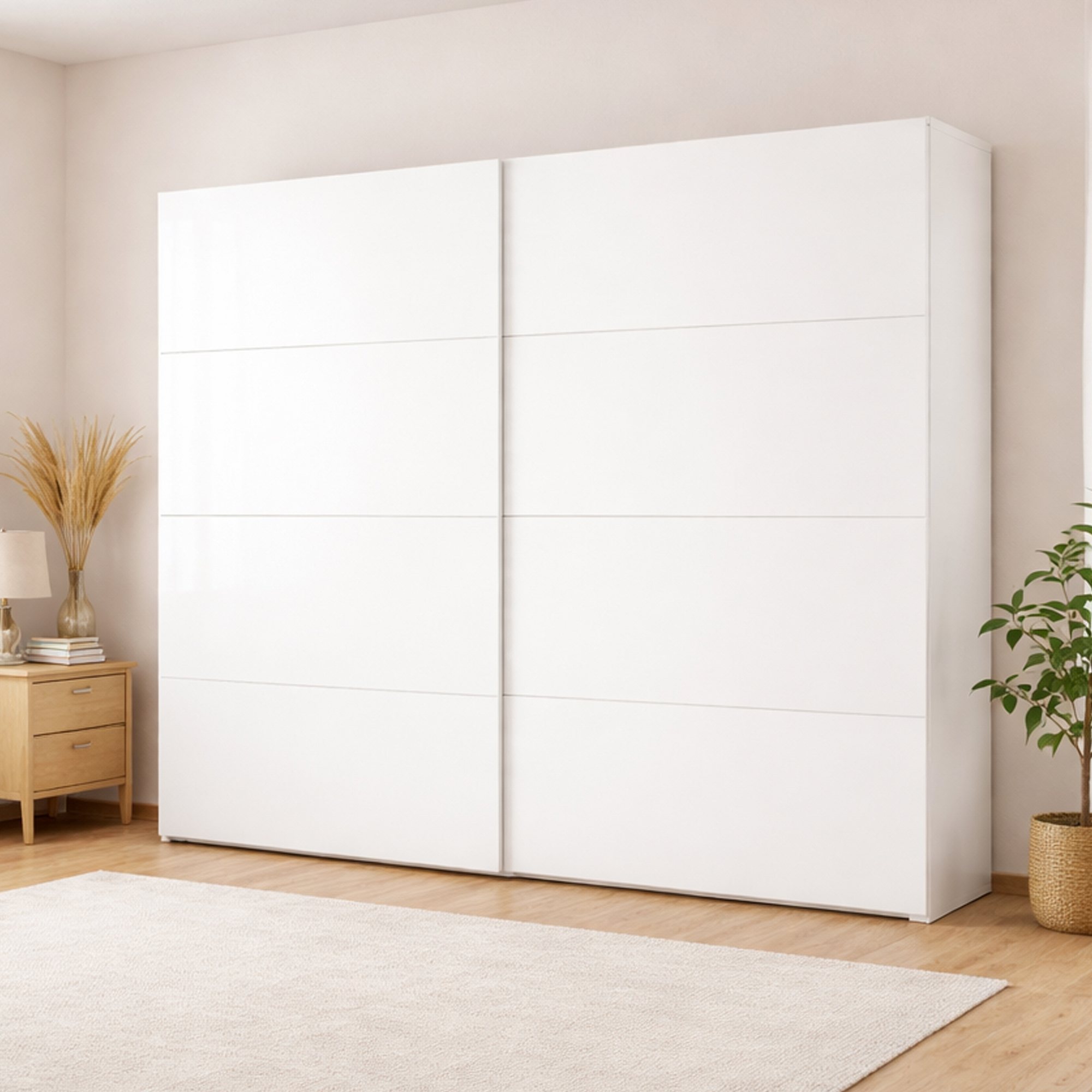 Dmora - Kleiderschrank 2 Türen Kauri, Schlafzimmermöbel, Schrank, Garderobe, 243x61 H220 Cm, Glänzendes Weiß Dmora - Kleiderschrank 2 Türen Kauri, Schlafzimmermöbel, Schrank, Garderobe, 243x61 H220 Cm, Glänzendes Weiß