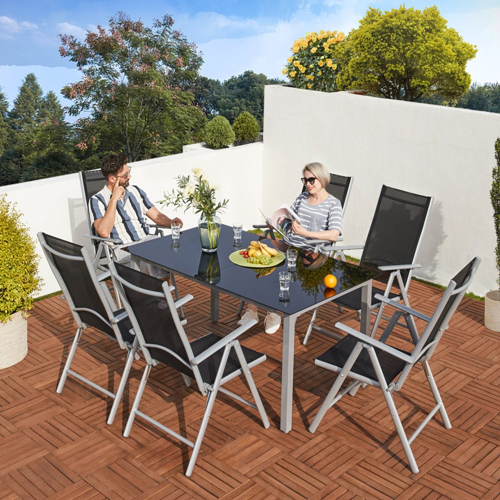 Garten-Sitzgruppe Bern 7-tlg Silber Alu