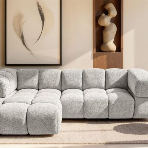 Ecksofa Designersofa Blanche In Stoff Puente Hellgrau Ottomane Links