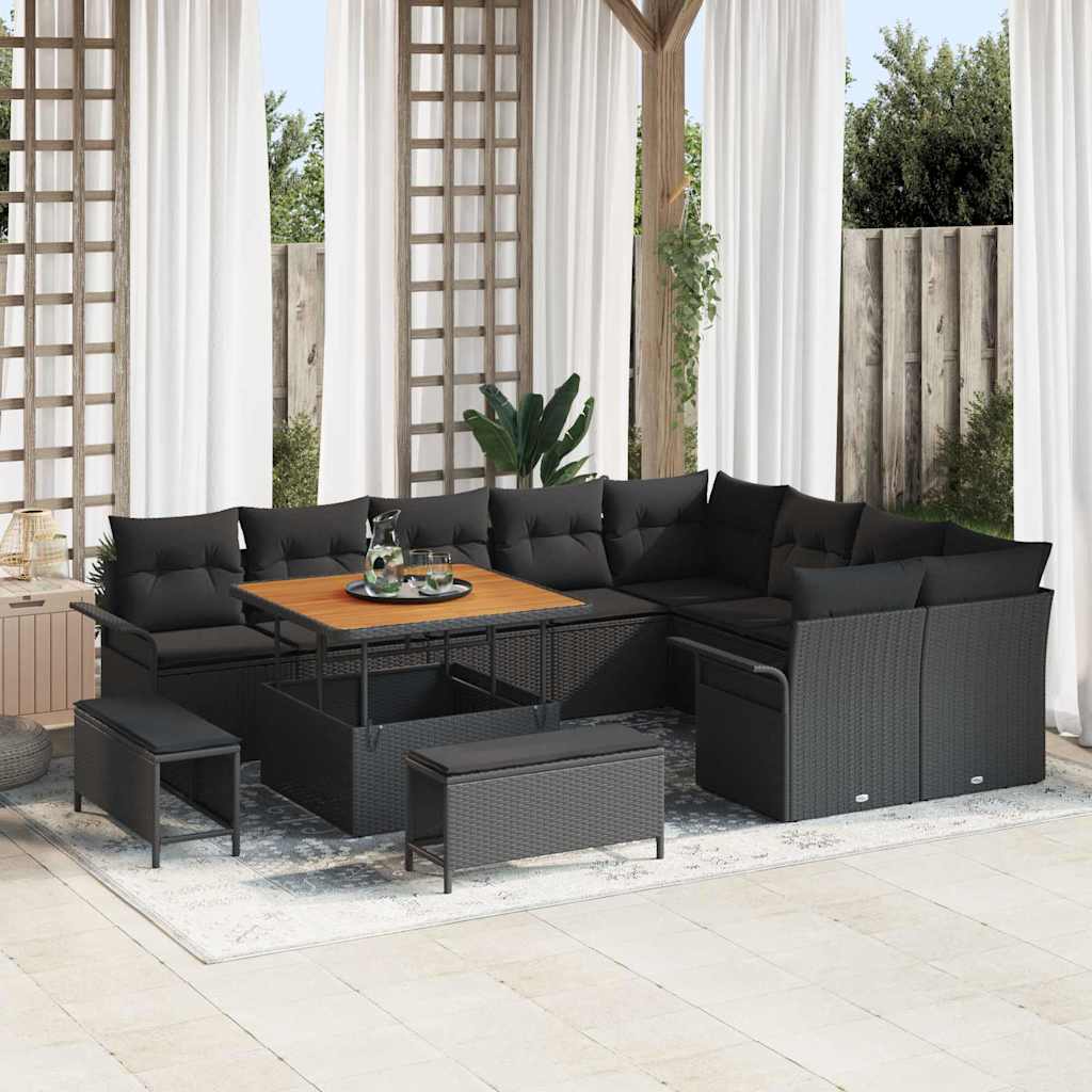 Garten-sofa-set Höhenverstellbar 12 Pcs Schwarz Poly-rattan Vidaxl Garten-sofa-set Höhenverstellbar 12 Pcs Schwarz Poly-rattan Vidaxl