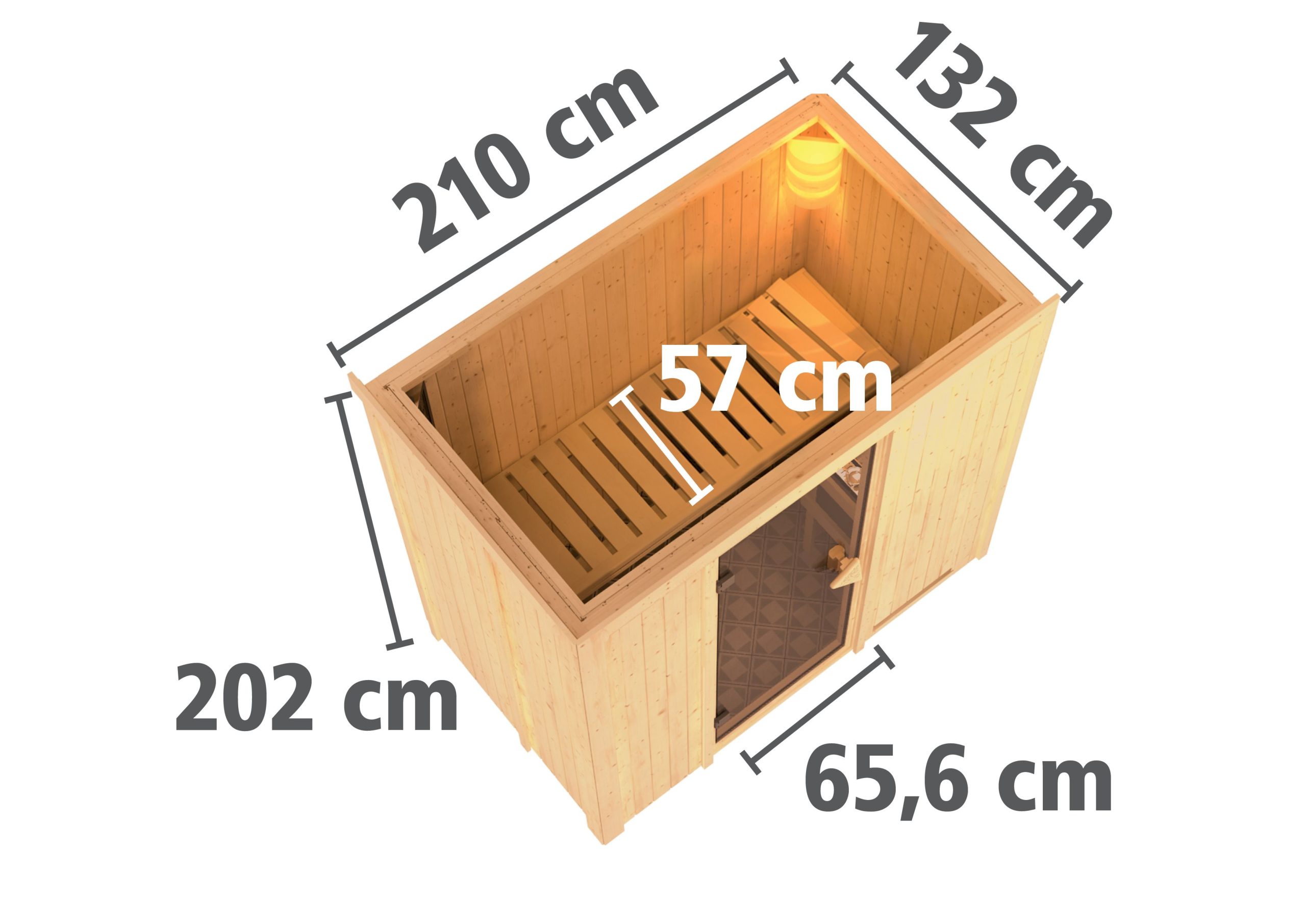 Karibu Sauna Variado mit Fronteinstieg 68 mm - 9 kW Ofen inkl. Steuergerät- Isolierte Saunatür