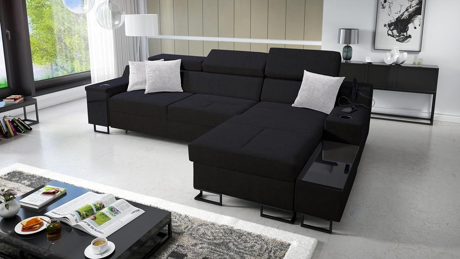 Das komfortable Ecksofa Aria I Maxi mit Schlaffunktion und praktischer Bettzeugablage - Ihr idealer Platz zum Entspannen! Das komfortable Ecksofa Aria I Maxi mit Schlaffunktion und praktischer Bettzeugablage - Ihr idealer Platz zum Entspannen!