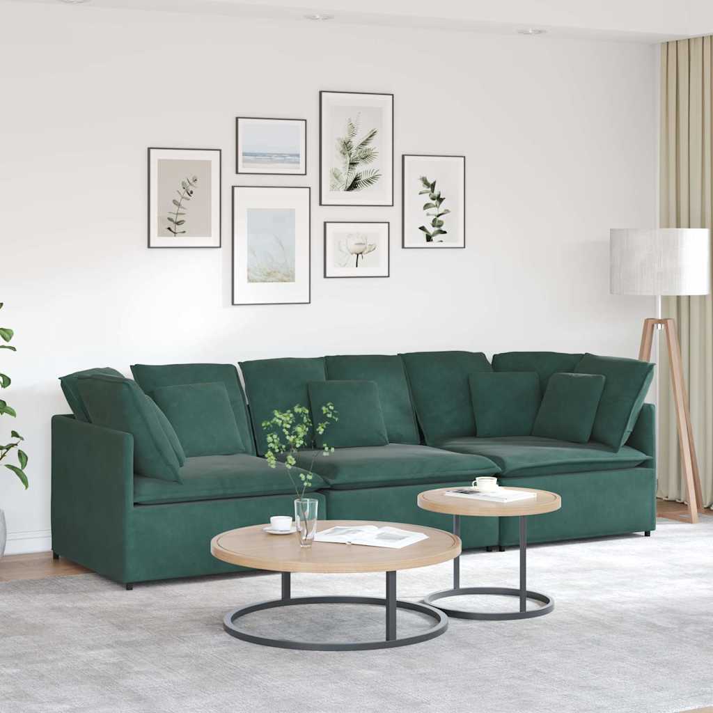 Vidaxl - Modulares Sofa Mit Kissen Samt Dunkelgrün