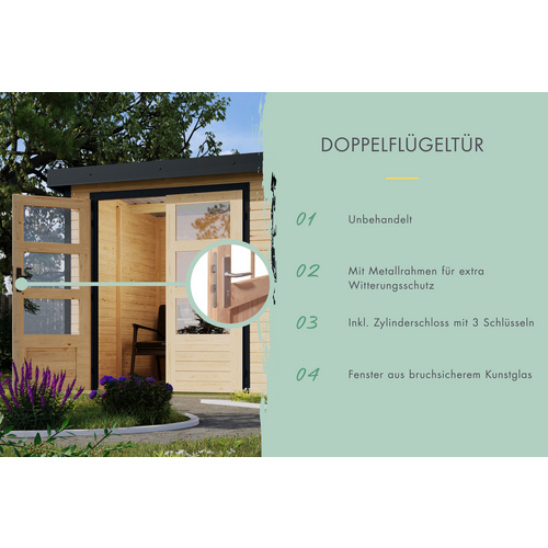 KARIBU Gartenhaus »Haby A«, Außenmaß (BxHxT): 271 x 218,5 x 271 cm, naturbelassen/anthrazit - braun