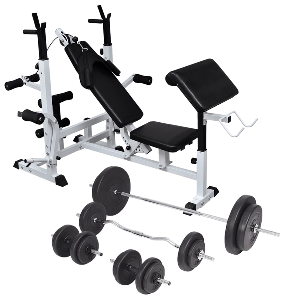 Hantelbank Mit Ablage, Langhantel Und Kurzhantel-set 90 Kg Vidaxl Hantelbank Mit Ablage, Langhantel Und Kurzhantel-set 90 Kg Vidaxl
