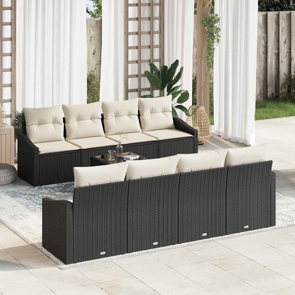 Vidaxl - Garten-sofa-set Mit Kissen 7 Pcs Schwarz, Creme 55 X 55 X 37 Cm Vidaxl - Garten-sofa-set Mit Kissen 7 Pcs Schwarz, Creme 55 X 55 X 37 Cm