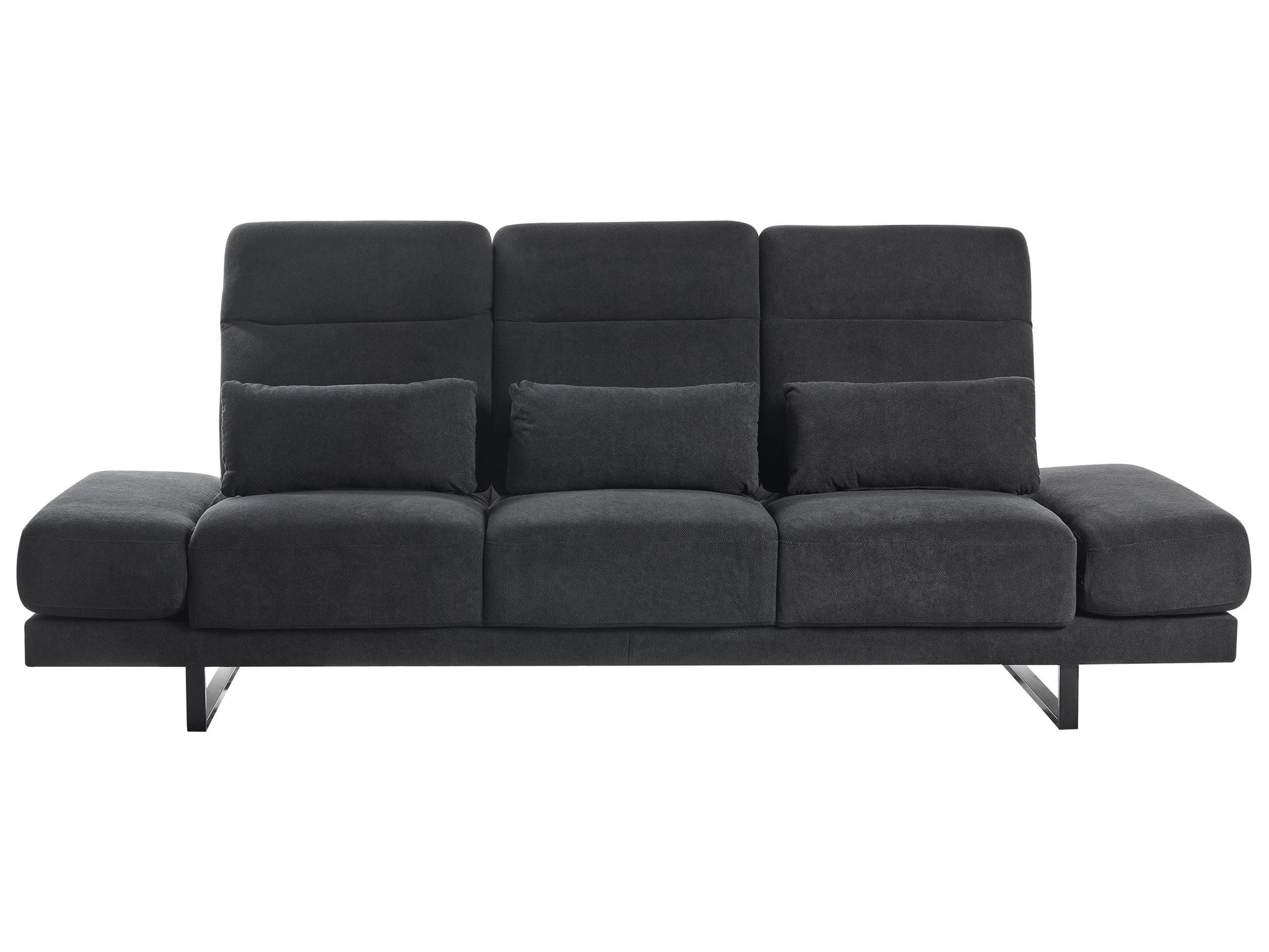 3-sitzer Sofa Schwarz Stoffbezug Mit 3 Dekokissen Verstellbare Armlehnen Rückenlehne Sitztiefe Kopfstütze Modernes Design Polstersofa Stoffsofa 3-sitzer Sofa Schwarz Stoffbezug Mit 3 Dekokissen Verstellbare Armlehnen Rückenlehne Sitztiefe Kopfstütze Modernes Design Polstersofa Stoffsofa