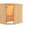 Karibu Sauna Saja - 68 mm Systemsauna - 230 Volt Plug & Play-Ohne Ofen-Ohne Dachkranz-Klarglas Ganzglastür