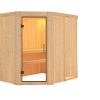 Karibu Sauna Saja - 68 mm Systemsauna - 230 Volt Plug & Play-Ohne Ofen-Ohne Dachkranz-Klarglas Ganzglastür