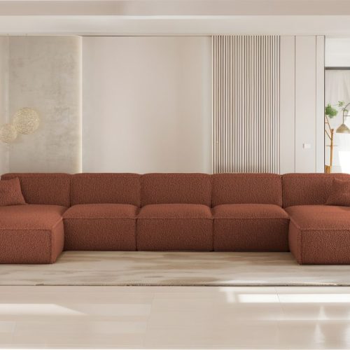 Wohnlandschaft Sofa U-form Celes Premium Xl In Stoff Sven Rostbraun