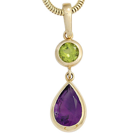 Anhänger 585 Gold Gelbgold 1 Peridot grün 1 Amethyst violett Goldanhänger